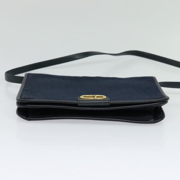 DIOR Trotter Canvas Shoulder Bag Navy Gold - Picture 9 of 12